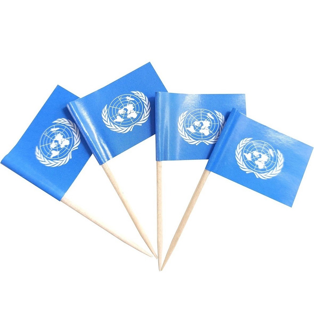 United Nations UN Toothpick Flag Small Mini Cupcake Topper Flags, 100 pcs